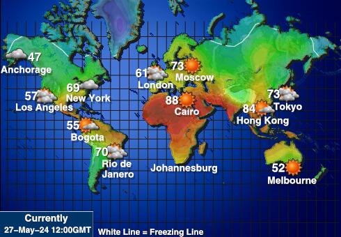 New Caledonia Peta suhu cuaca 