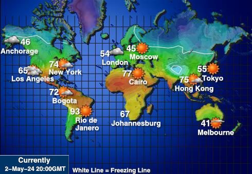 New Caledonia Mapa temperatura Tempo 