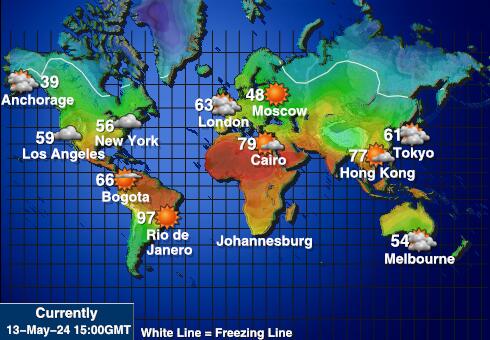 Új-Kaledónia Időjárás hőmérséklet térképen 
