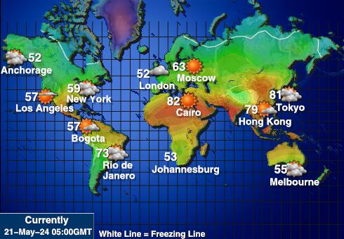 Noua Caledonie Harta temperaturii vremii 