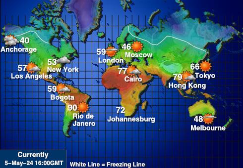 Nová Kaledonie Mapa počasí teplota 