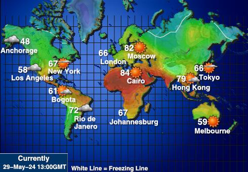 Nova Kaledonija Vremenska prognoza, Temperatura, karta 