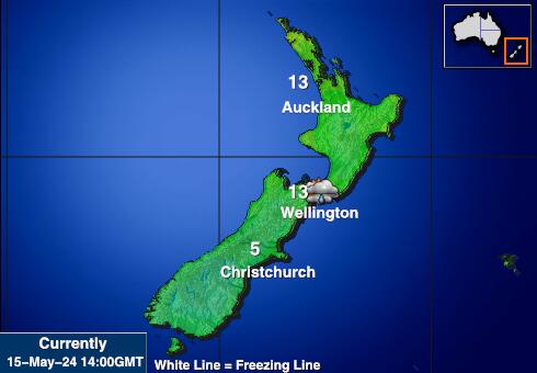 Nueva Zelanda Mapa de temperatura Tiempo 