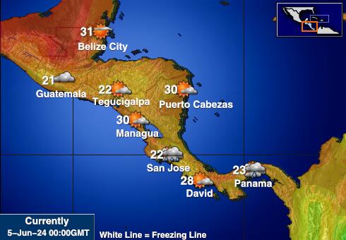 Никарагва Временска прогноза, Температура, Карта 