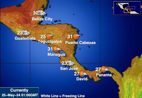 Nicaragua Mapa de temperatura Tiempo 