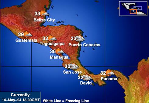 Nikaragva Vremenska prognoza, Temperatura, karta 