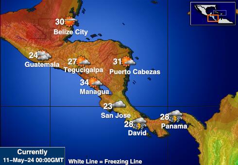 Nikaragua Mapa počasí teplota 