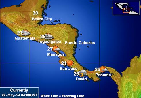 Nicaragua Weer temperatuur kaart 