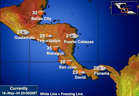 Nicaragua Mapa temperatura Tempo 