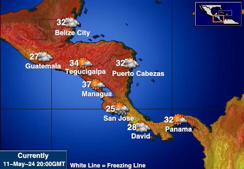 Nicaragua Sää lämpötila kartta 