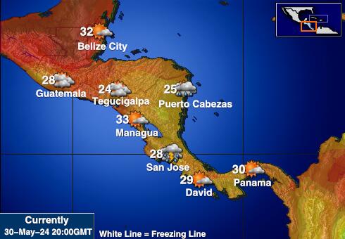 Никарагуа Карта погоды Температура 
