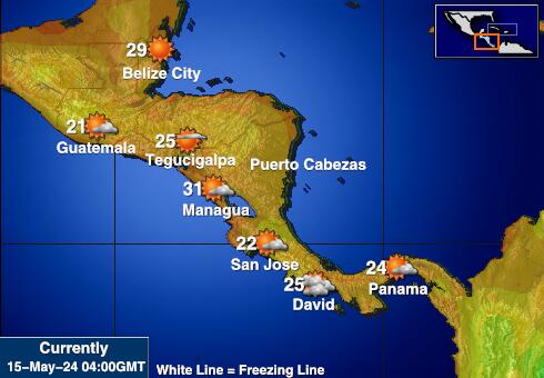 نيكاراغوا خريطة درجة حرارة الطقس 