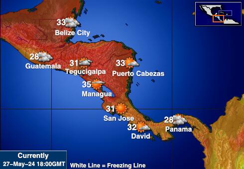 Nicaragua Harta temperaturii vremii 