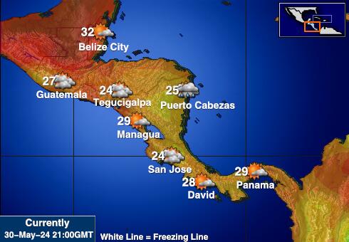 Nicaragua Bản đồ nhiệt độ thời tiết 