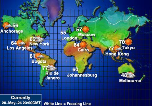 Norfolk Island Mapa temperatura Tempo 