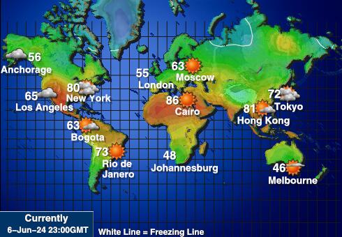 Wyspa Norfolk Temperatura Mapa pogody 