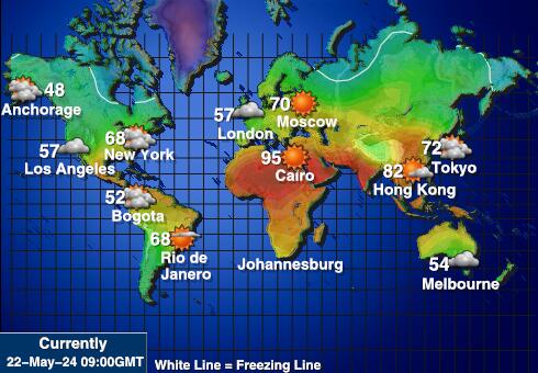Norfolk Island Weer temperatuur kaart 