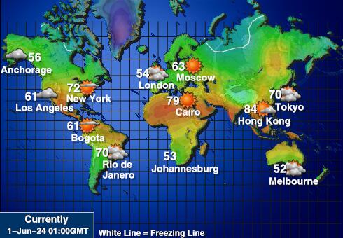 Norfolk Island Mapa počasí teplota 