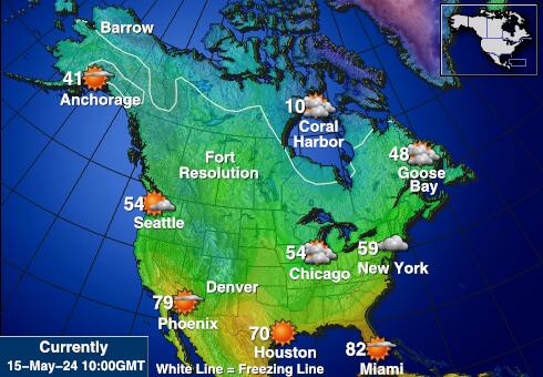 Põhja-Ameerika Ilm temperatuur kaart 