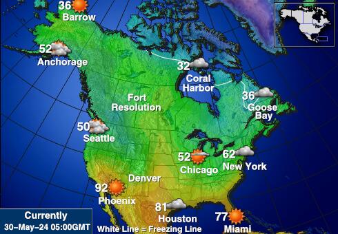 Kuzey Amerika Hava sıcaklığı haritası 