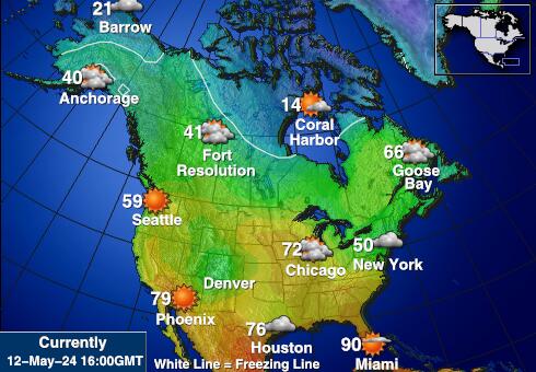 America de Nord Weather Temperature Map 