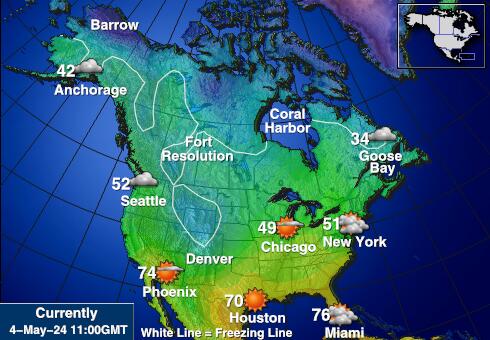 Amerika Utara Peta Suhu Cuaca 
