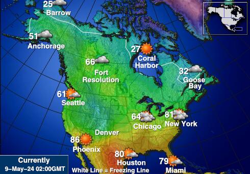 America de Nord Weather Temperature Map 