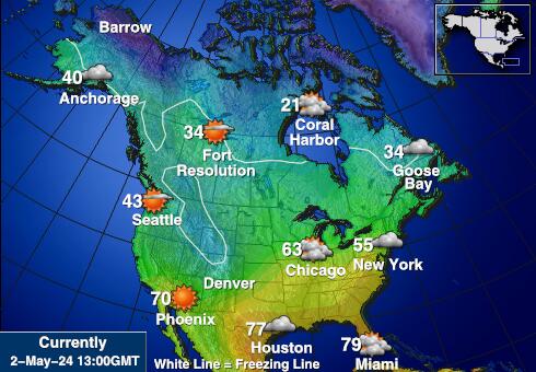 Северная Америка Карта погоды Температура 