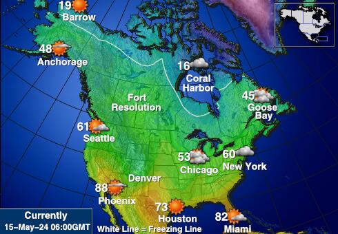 Βόρεια Αμερική Θερμοκρασία Καιρός χάρτη 