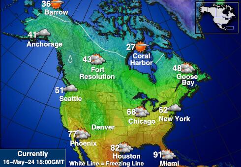 Amerika Utara Peta suhu cuaca 