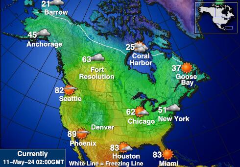 Βόρεια Αμερική Θερμοκρασία Καιρός χάρτη 