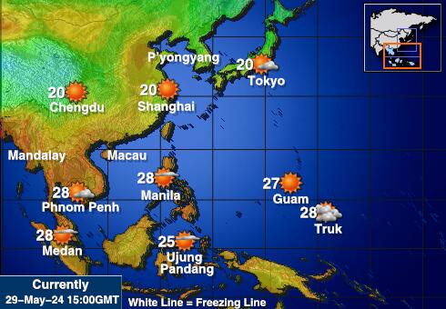 Bắc Triều Tiên Bản đồ nhiệt độ thời tiết 