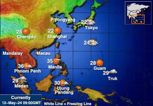 Ziemeļkoreja Laika temperatūra karte 