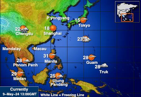 Pohjois-Korea Sää lämpötila kartta 
