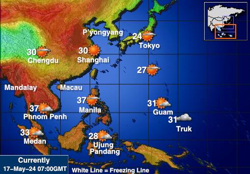 Korea Utara Peta suhu cuaca 
