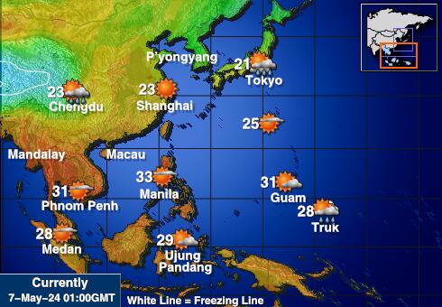 Coreea de Nord Weather Temperature Map 