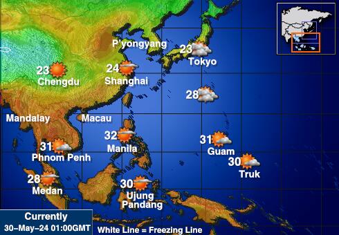 Pohjois-Korea Sää lämpötila kartta 