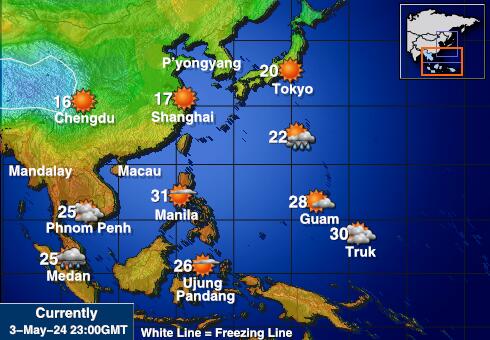 Corea del Norte Mapa de temperatura Tiempo 