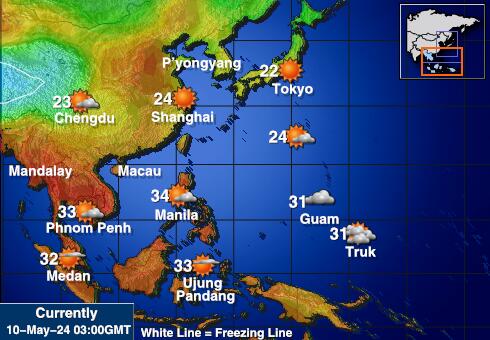 Северна Корея Температурна карта за времето 