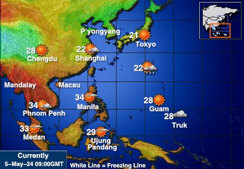 Северна Кореја Временска прогноза, Температура, Карта 