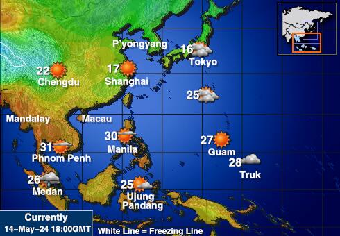 Північна Корея Карта температури погоди 