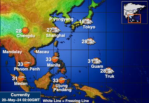Coreea de Nord Harta temperaturii vremii 