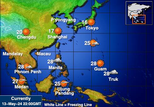 เกาหลีเหนือ แผนที่อุณหภูมิสภาพอากาศ 