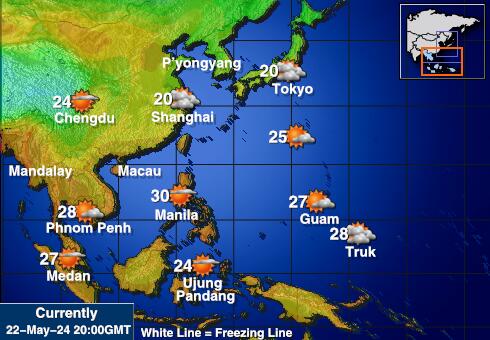 Βόρεια Κορέα Θερμοκρασία Καιρός χάρτη 