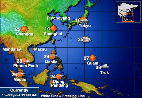 Северная Корея Карта погоды Температура 