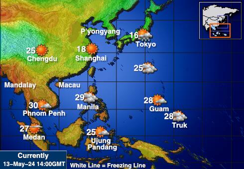 Sjeverna Koreja Vremenska prognoza, Temperatura, karta 
