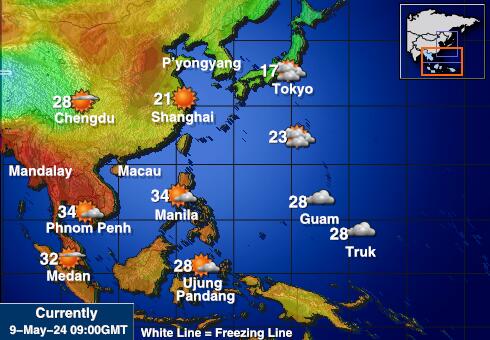 كوريا الشمالية خريطة درجة حرارة الطقس 