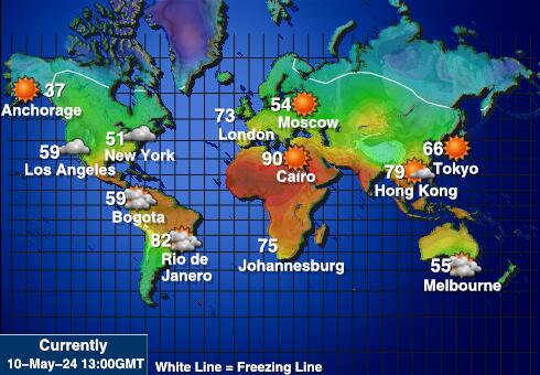 Sjeverni Marijanski otoci Vremenska prognoza, Temperatura, karta 