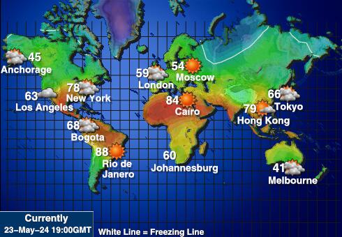 Sjeverni Marijanski otoci Vremenska prognoza, Temperatura, karta 
