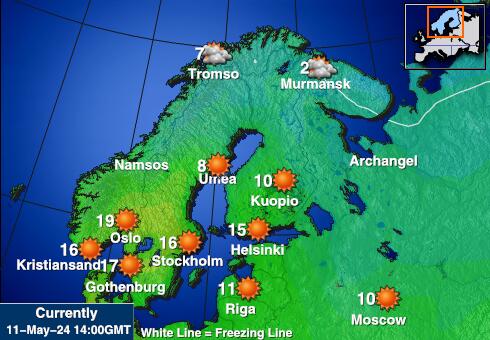 Norveška Vremenska prognoza, Temperatura, karta 